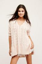 Free People Womens Easy Cable Vneck Pullover