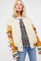 Dandelion Furry Varsity Jacket By Free People