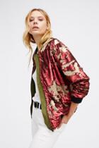 Free People Womens Sequin Bomber
