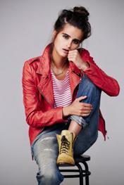 Doma Womens Red Moto Leather Jacket