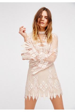 Free People Womens Deco Lace Mini Dress