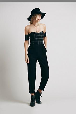 Line & Dot Womens Christy Sweetheart Jumpsuit