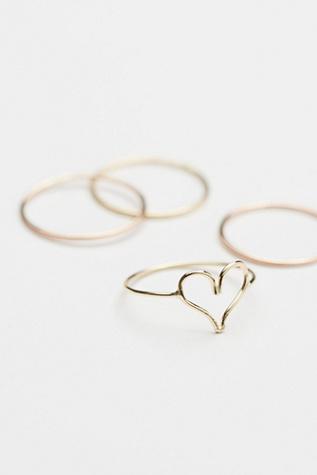 Honey My Heart X Free People Womens Love Note Ring Set