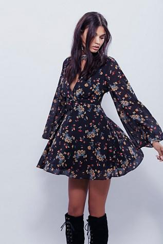 Free People Womens Lilou Printed Mini Dress