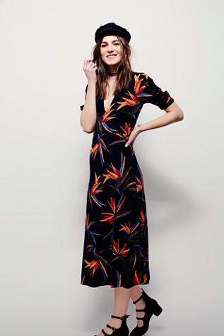 Free People Womens Sarah Printed Midi Dress