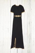 Free People Womens Vintage Black And Gold Dress