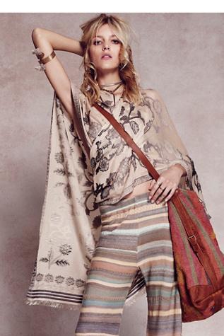 Free People Womens Faded Floral Ruana