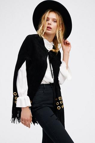 Free People Womens Backstage Suede Cape
