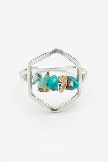 Turquoise Hex Ring By Mint Jewelry Co. At Free People