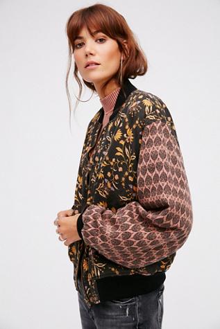 Free People Womens Daytrip Printed Bomber