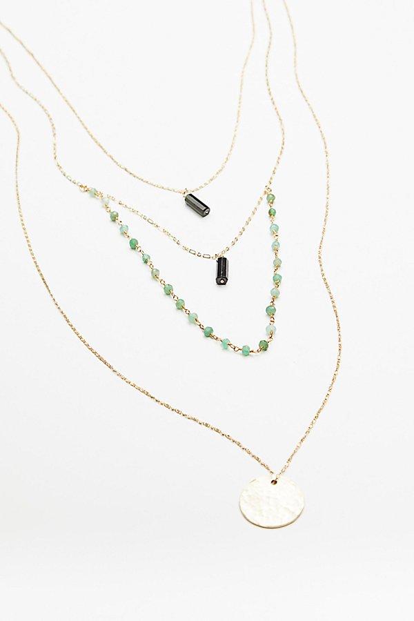 Semiprecious Stone Coin Necklace By Serafina At Free People