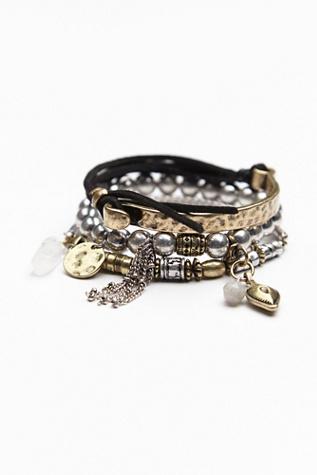 Free People Womens Vance Leather Bracelet Se