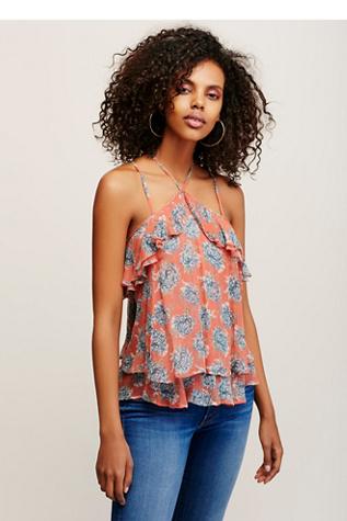 Free People Womens Retro Ruffle Halter