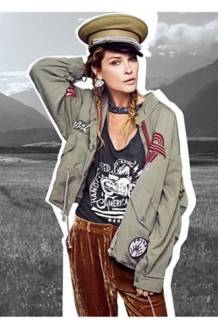 Free People Womens Slouchy Grunge Jacket