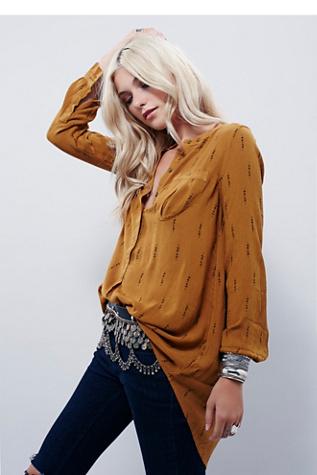 Free People Womens Shibori Magic Printed Buttondown