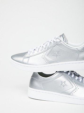 Metallic Leather Low Tops By Converse At Free People