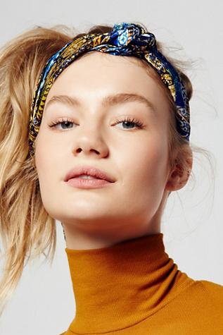 Free People Womens Silky Mixed Print Bandana