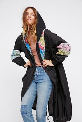 Free People Womens Mixed Media Nylon Duster