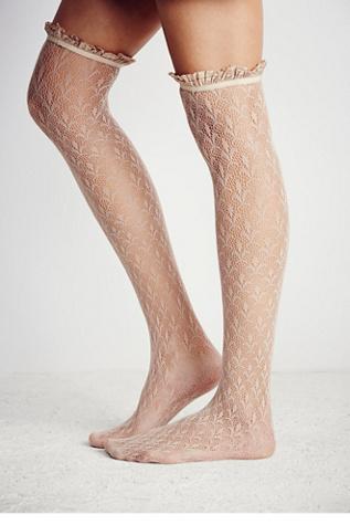 Memoi Womens Lacestation Over The Knee Sock