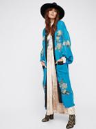 Free People Floral Embroidered Kimono