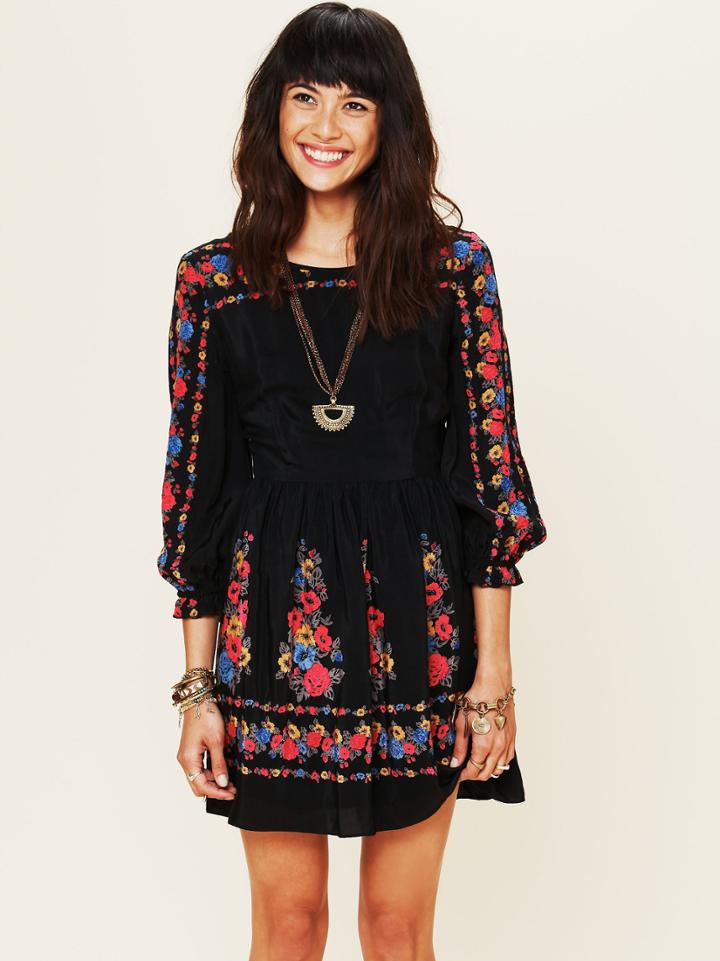 Free People Age Of Aquarius Print Dress - Black Combo 12