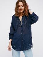 Seasons Of The Moon Embroidered Raglan Blouse By Free People