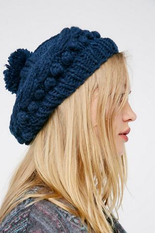 Free People Womens Bobble Knit Beret