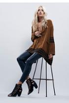 Free People Womens Embr Deep V Pocket Tunic