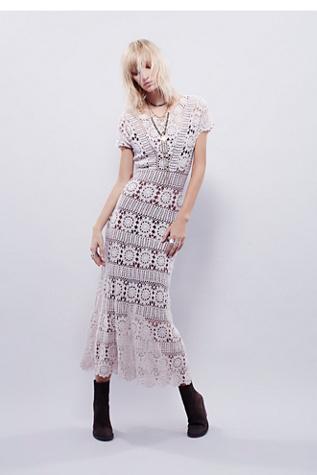 Free People Womens Fairytale Crochet Dress