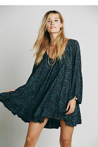 Free People Womens Printed Ruffle Hem Tunic