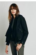 Free People Womens Drape Front Moto Jacket