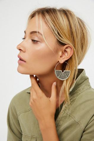 Free People Womens Deco Statement Hoops