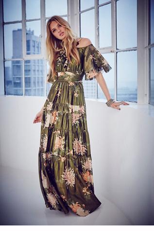 Free People Womens Cecily Metallic Gown