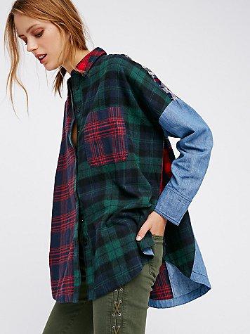 Rainbow Rays Plaid Buttondown By Free People