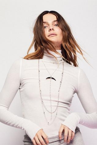 Free People Womens Lex Horn Layered Necklace