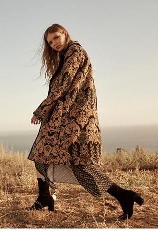 Free People Womens Jacquard Blocked Coat