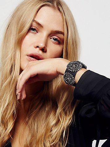 Free People Sazerac Concho Leather Magnetic Cuff