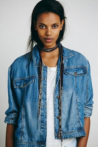 Chan Luu Womens Fleetwood Fringe Skinny Scarf