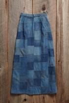 Free People Womens Vintage 1970s Patchwork Denim Skirt