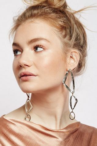 Luiny Womens Trazo Hoop Drop Earrings