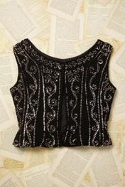 Womens Vintage Sequin Embroidered Vest