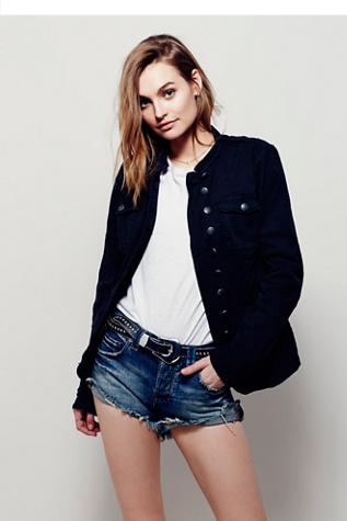Free People Womens Shrunken Military Blazer