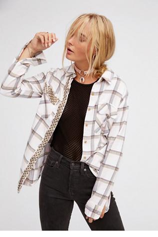 Free People Womens Erins Studded Plaid