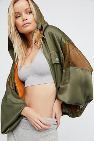 Free People Womens Mesh Mixed Windbreaker