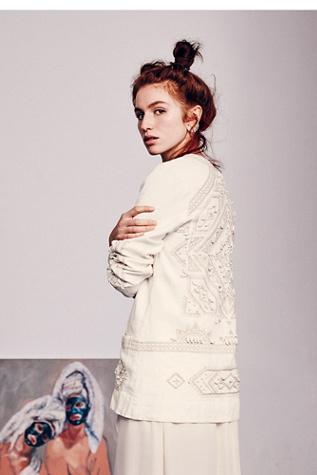 Free People Womens Embroidered Easy Open Jkt