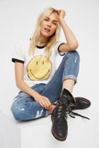 Daydreamer X Free People Womens Smiley Ringer Tee