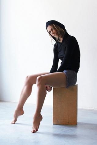 Free People Womens Hooded Layering Tee