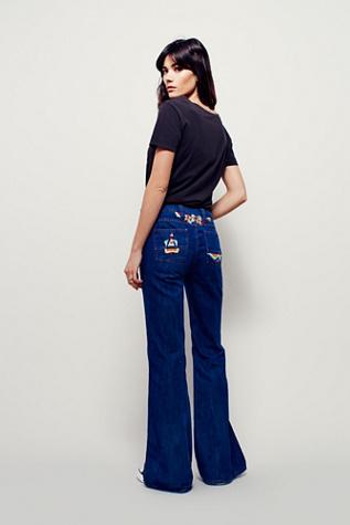Free People Womens Heartbreaker Embroidered Flare
