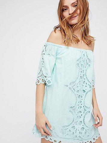 Battenburg Off-the-shoulder Mini Dress By Free People