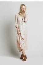 Free People Womens Embroidered V Maxi Dress
